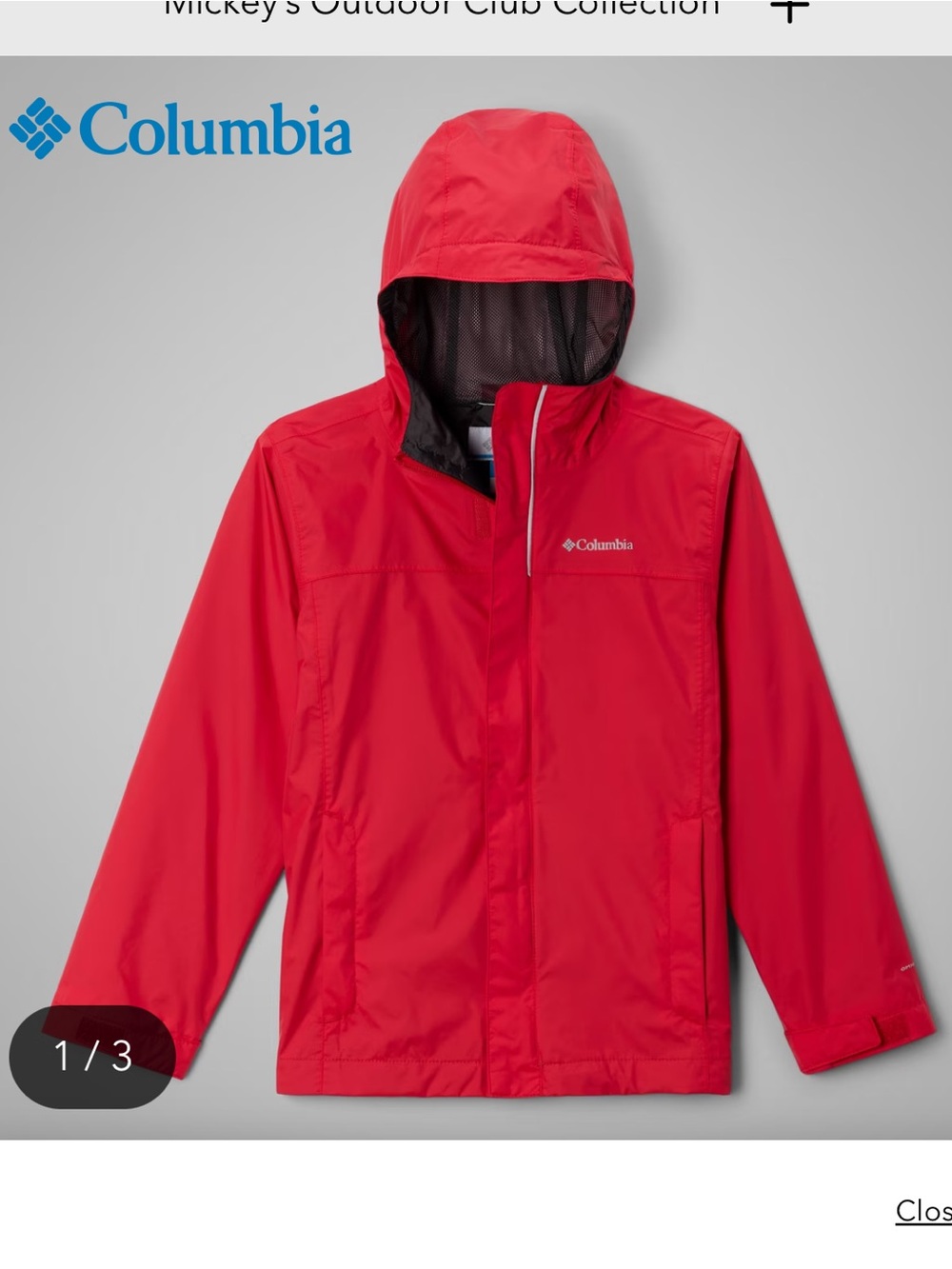 Columbia Kids Red Hooded Watertight  Rain Jacket- Like New!